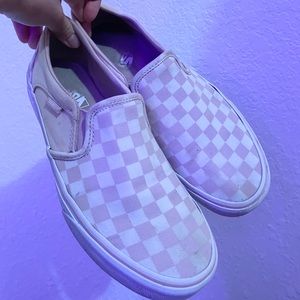 Pink checkered slip-on vans